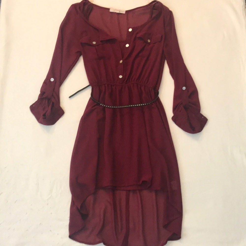 Rewind long sleeved hi-lo dress